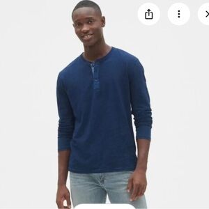 Banana Republic Men’s Blue Long Sleeve Thermal Henley Sz Med